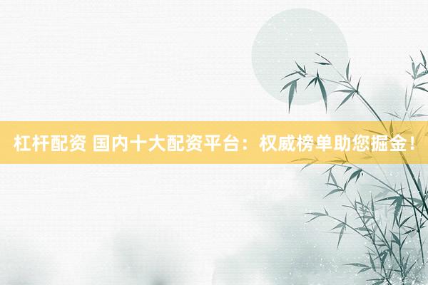 杠杆配资 国内十大配资平台：权威榜单助您掘金！