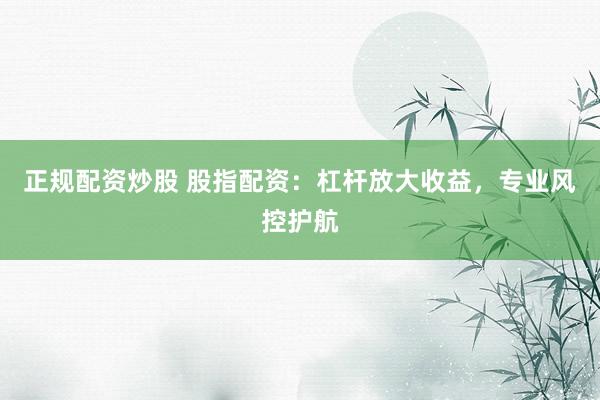 正规配资炒股 股指配资：杠杆放大收益，专业风控护航