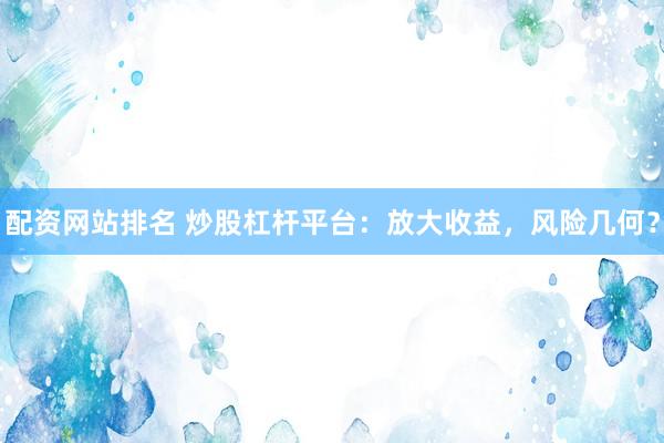 配资网站排名 炒股杠杆平台：放大收益，风险几何？