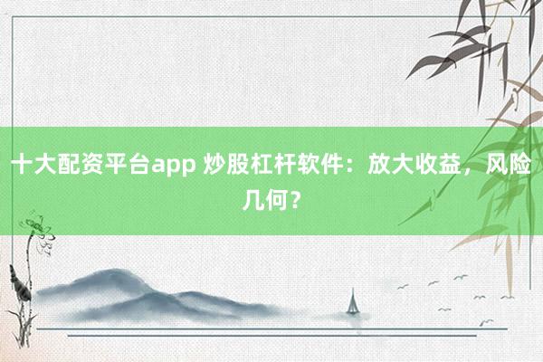 十大配资平台app 炒股杠杆软件：放大收益，风险几何？