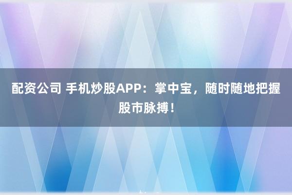 配资公司 手机炒股APP：掌中宝，随时随地把握股市脉搏！