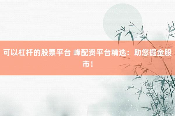 可以杠杆的股票平台 峰配资平台精选：助您掘金股市！