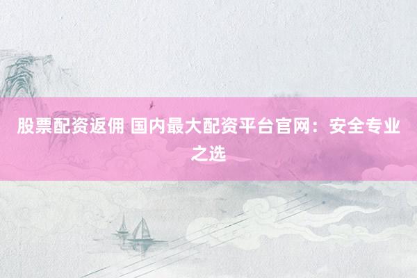 股票配资返佣 国内最大配资平台官网：安全专业之选