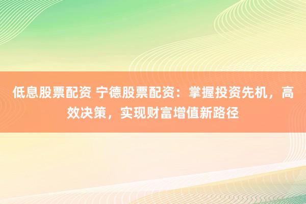 低息股票配资 宁德股票配资：掌握投资先机，高效决策，实现财富增值新路径