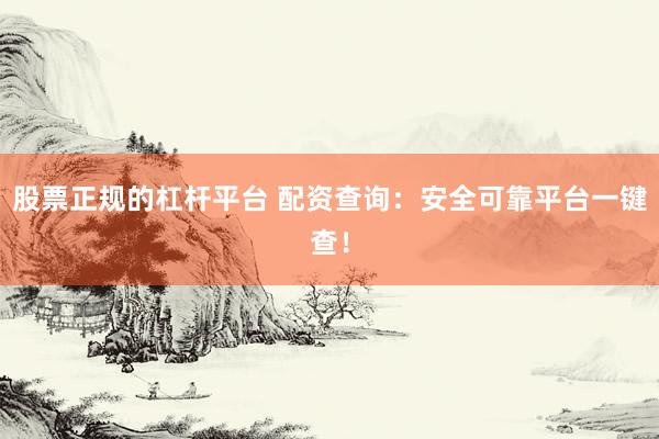股票正规的杠杆平台 配资查询：安全可靠平台一键查！