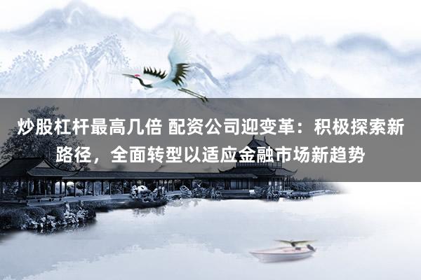 炒股杠杆最高几倍 配资公司迎变革：积极探索新路径，全面转型以适应金融市场新趋势