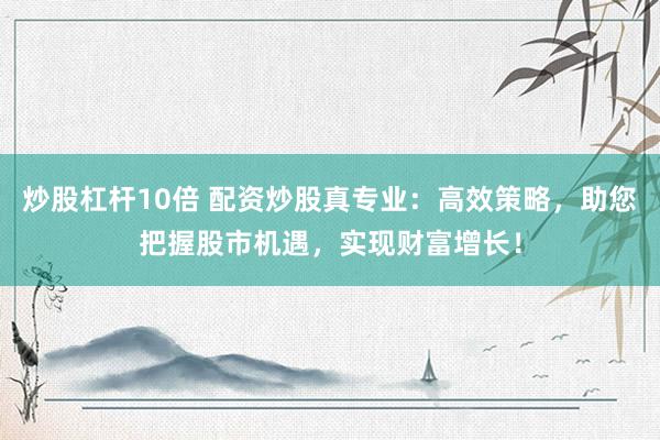 炒股杠杆10倍 配资炒股真专业:高效策略,助您把握股市机遇,实现财富增长!
