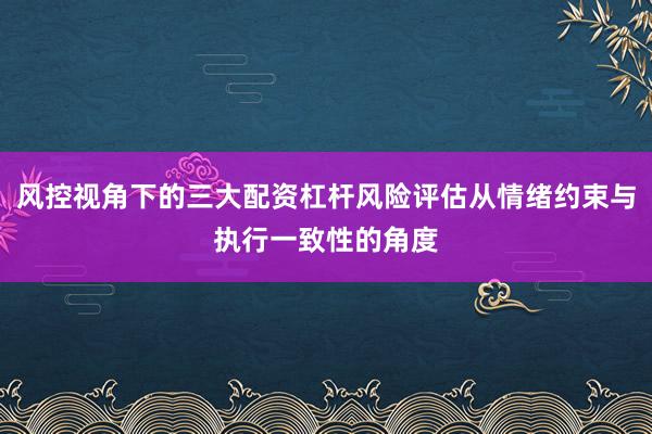 风控视角下的三大配资杠杆风险评估从情绪约束与执行一致性的角度