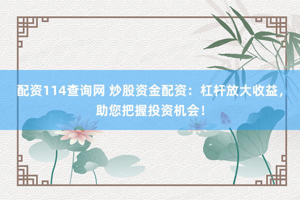 配资114查询网 炒股资金配资：杠杆放大收益，助您把握投资机会！