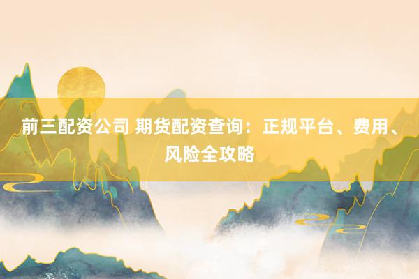 前三配资公司 期货配资查询：正规平台、费用、风险全攻略