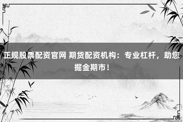 正规股票配资官网 期货配资机构：专业杠杆，助您掘金期市！