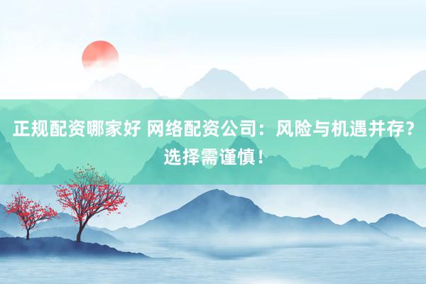 正规配资哪家好 网络配资公司：风险与机遇并存？选择需谨慎！