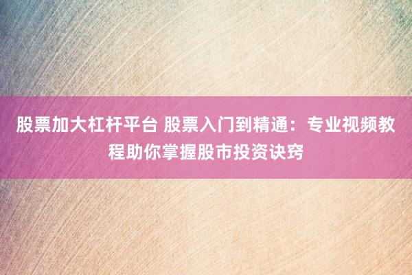 股票加大杠杆平台 股票入门到精通：专业视频教程助你掌握股市投资诀窍